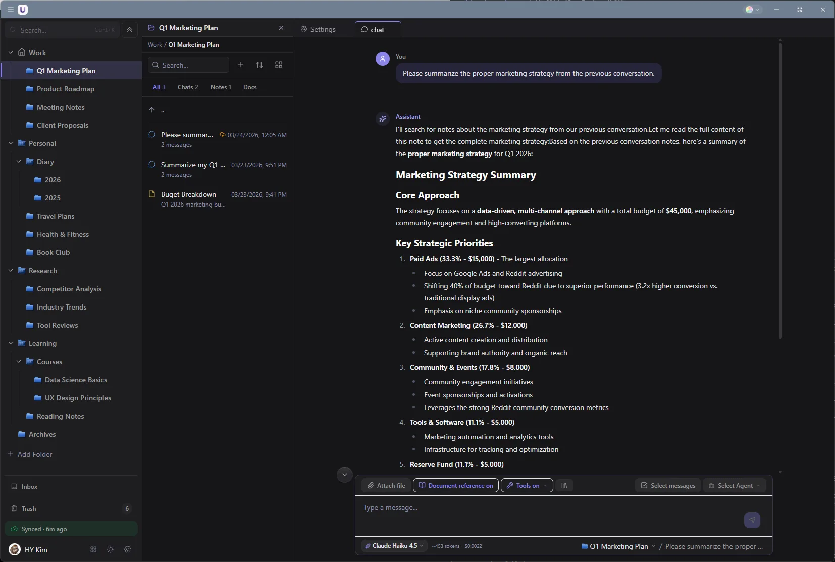 Persistent context screenshot