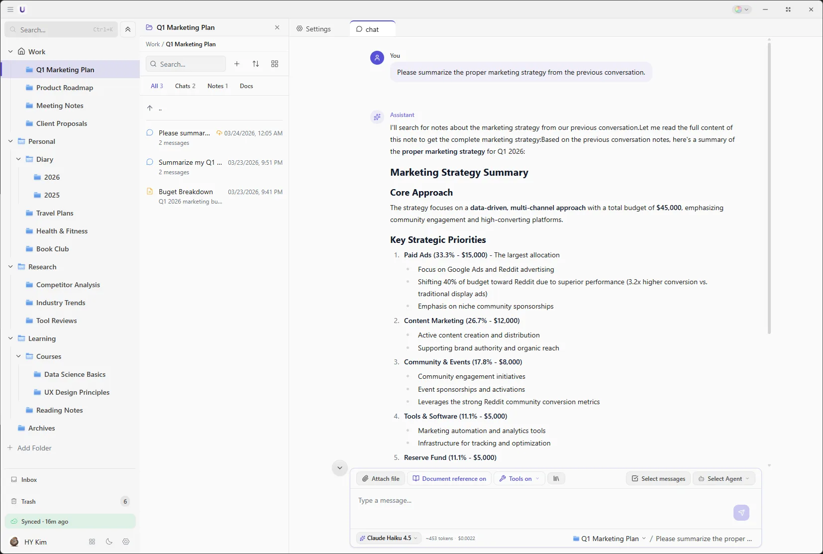 Persistent context screenshot